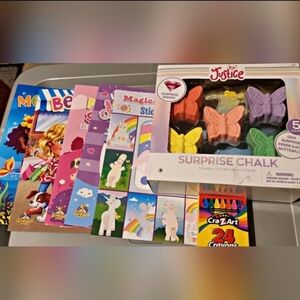 Kids 7-Piece Activity Bundle – Coloring Books, Crayons + Surprise Chalk (NEW!)